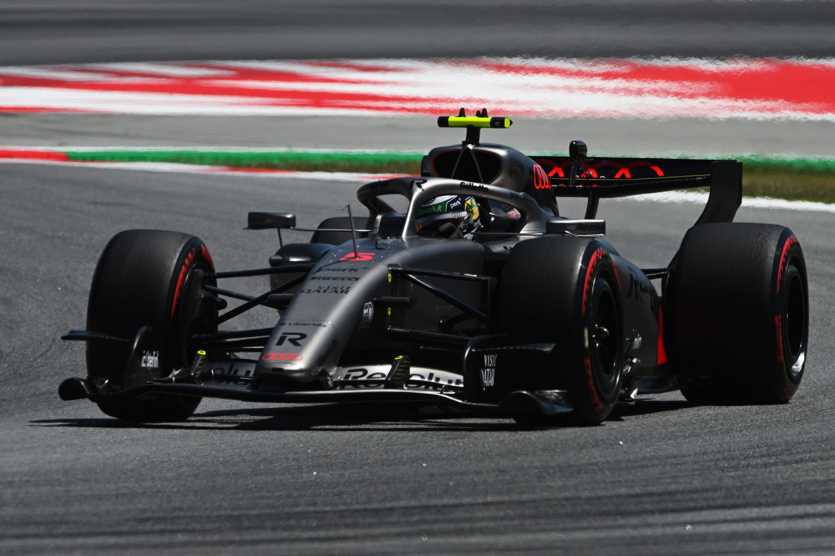 2026 Barcelona-Catalunya Grand Prix: Saturday - BARCELONA, SPAIN - JUNE 13: Gabriel Bortoleto of Brazil driving the (5) Audi F1 Team R26 on track during final practice ahead of the F1 Grand Prix of Barcelona-Catalunya at Circuit de Barcelona-Catalunya...