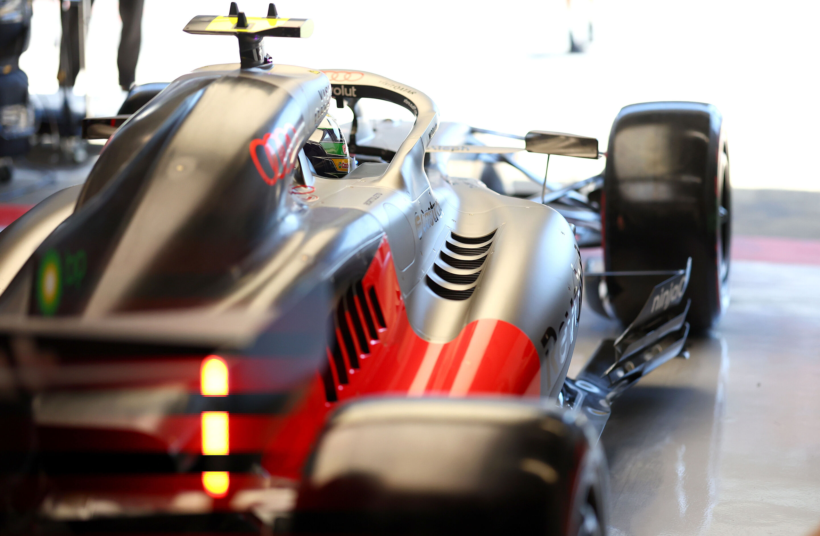 2026 Barcelona-Catalunya Grand Prix: Saturday - BARCELONA, SPAIN - JUNE 13: Gabriel Bortoleto of Brazil driving the (5) Audi F1 Team R26 leaves the garage during final practice ahead of the F1 Grand Prix of Barcelona-Catalunya at Circuit de Barcelona-Catalunya...