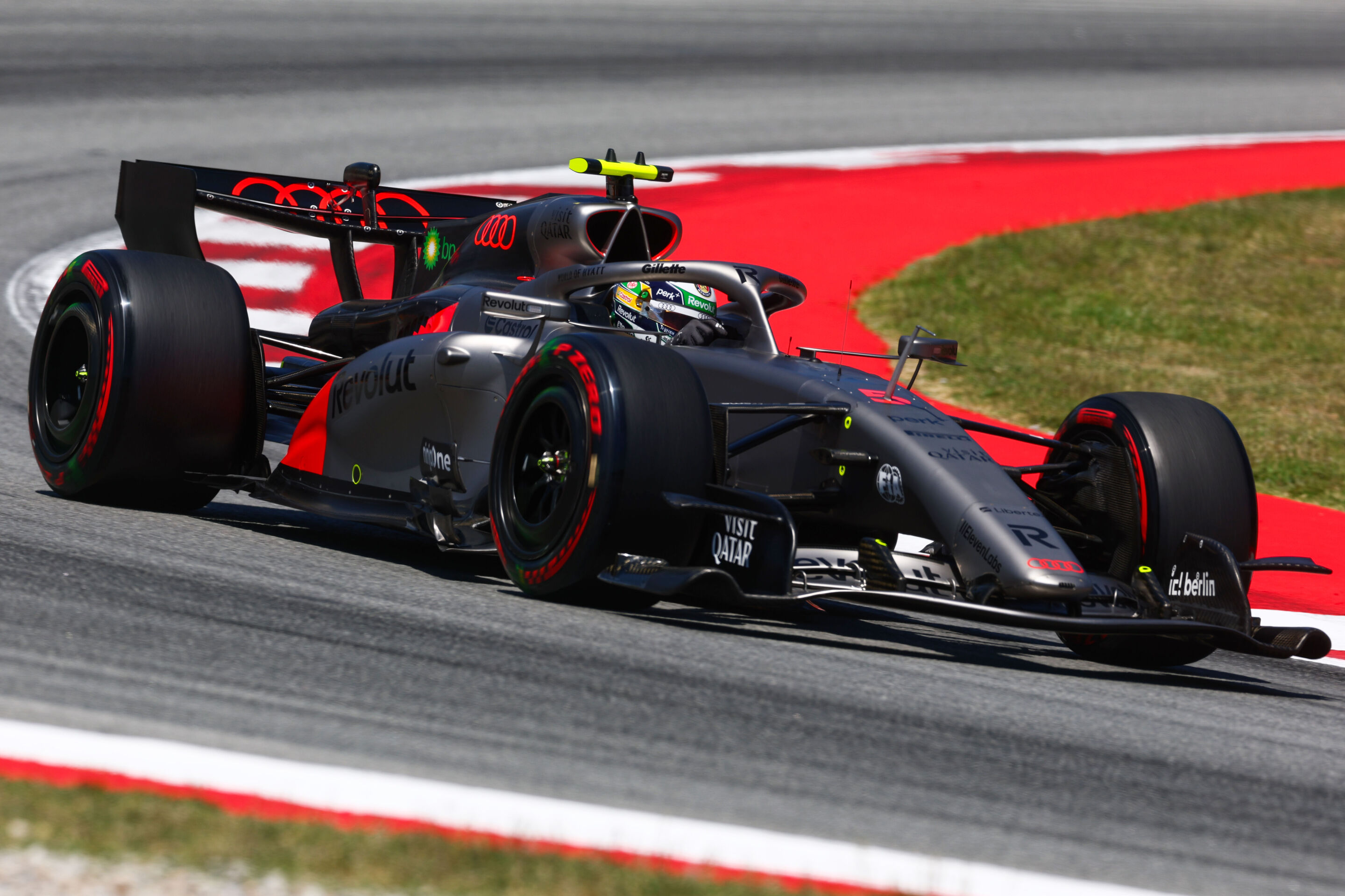 2026 Barcelona-Catalunya Grand Prix: Saturday - BARCELONA, SPAIN - JUNE 13: Gabriel Bortoleto of Brazil driving the (5) Audi F1 Team R26 on track during final practice ahead of the F1 Grand Prix of Barcelona-Catalunya at Circuit de Barcelona-Catalunya...