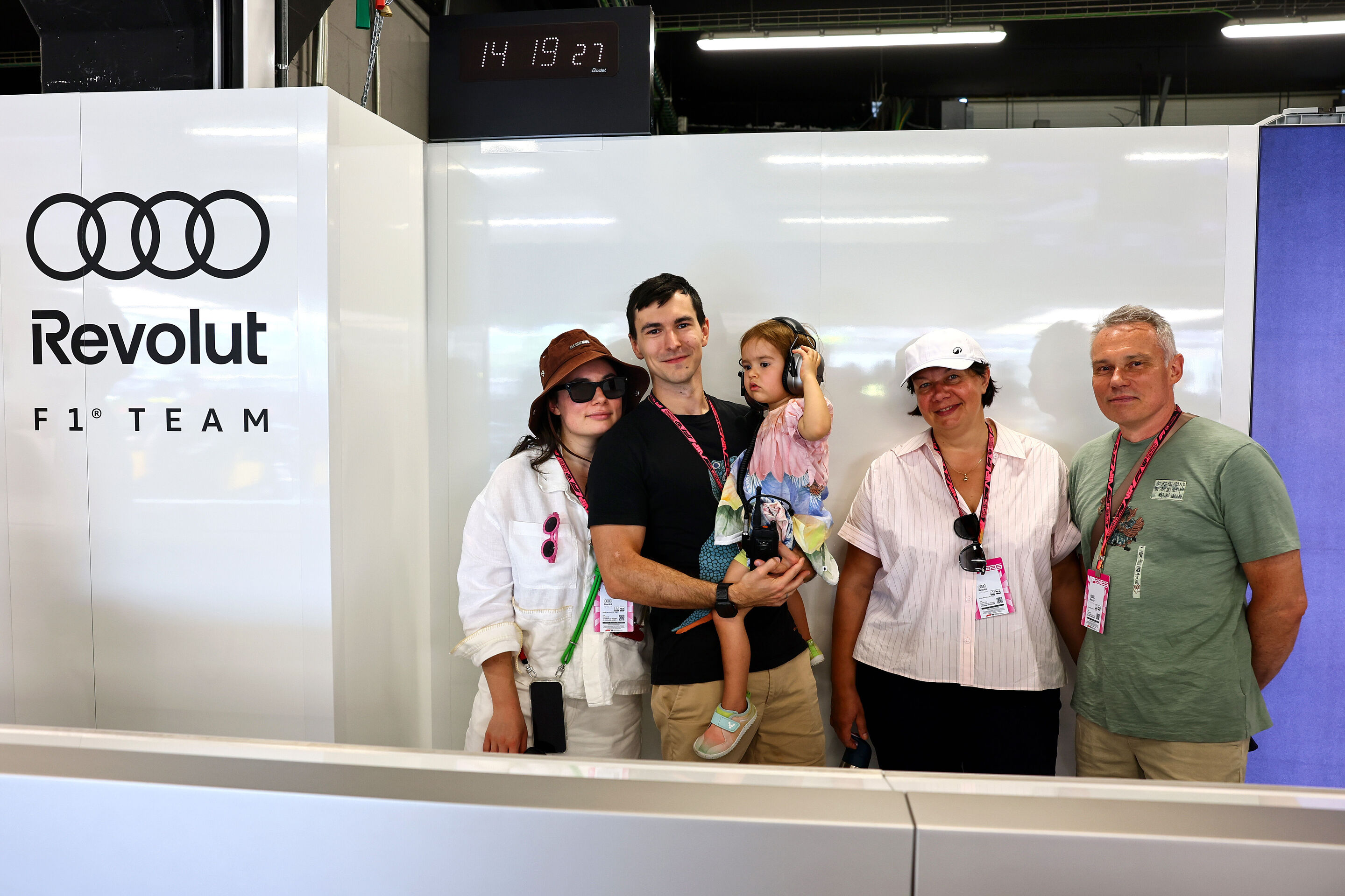 2026 Grand Prix de Barcelona - Guests - BARCELONA, SPAIN - JUNE 13: Audi F1 Team guests in the garage during final practice ahead of the F1 Grand Prix of Barcelona-Catalunya at Circuit de Barcelona-Catalunya on June 13, 2026 in Barcelona, Spain. (Photo...