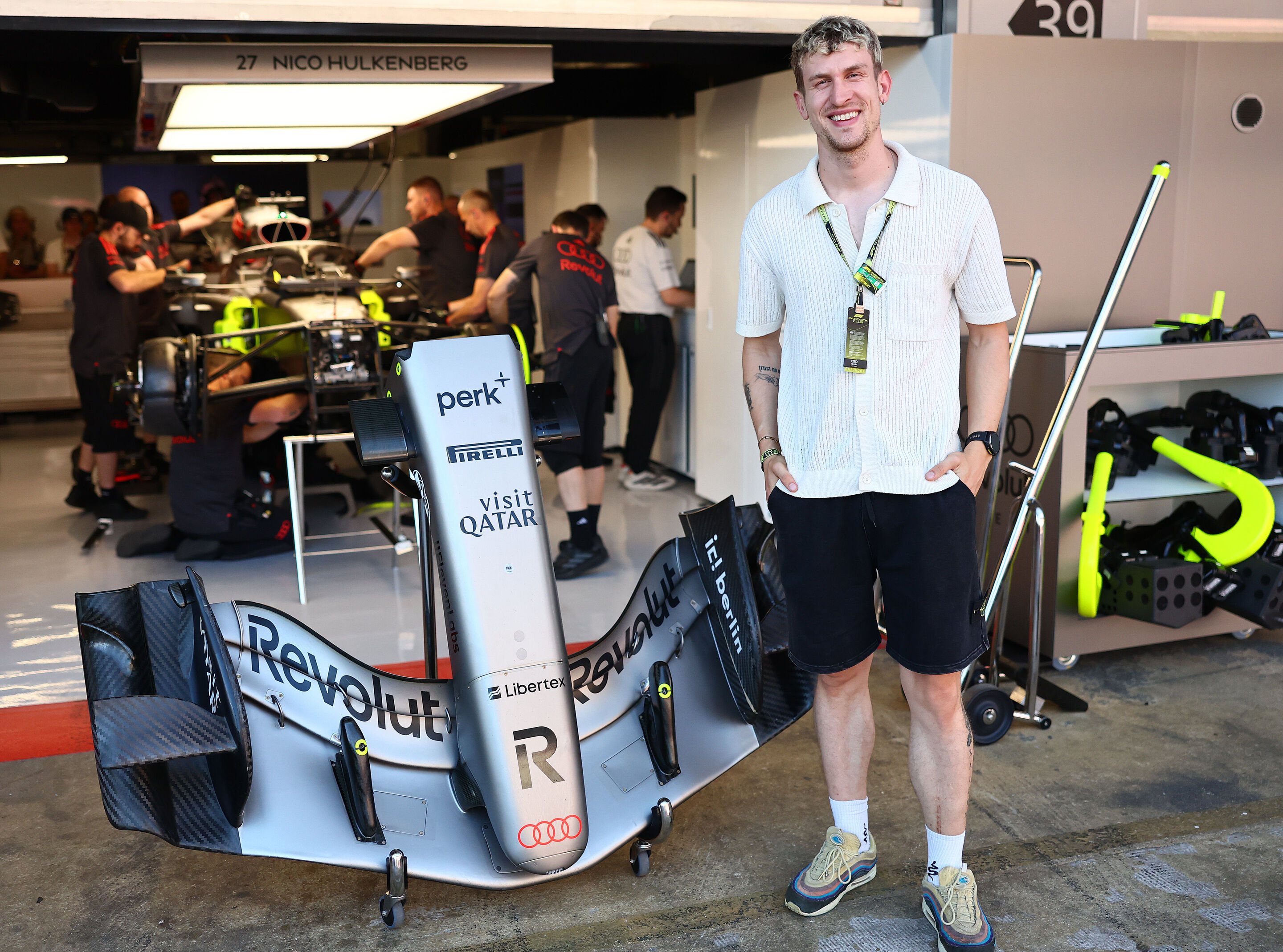 2026 Grand Prix de Barcelona - Guests - BARCELONA, SPAIN - JUNE 13: Audi F1 Team guests in the Pitlane during qualifying ahead of the F1 Grand Prix of Barcelona-Catalunya at Circuit de Barcelona-Catalunya on June 13, 2026 in Barcelona, Spain. (Photo by...