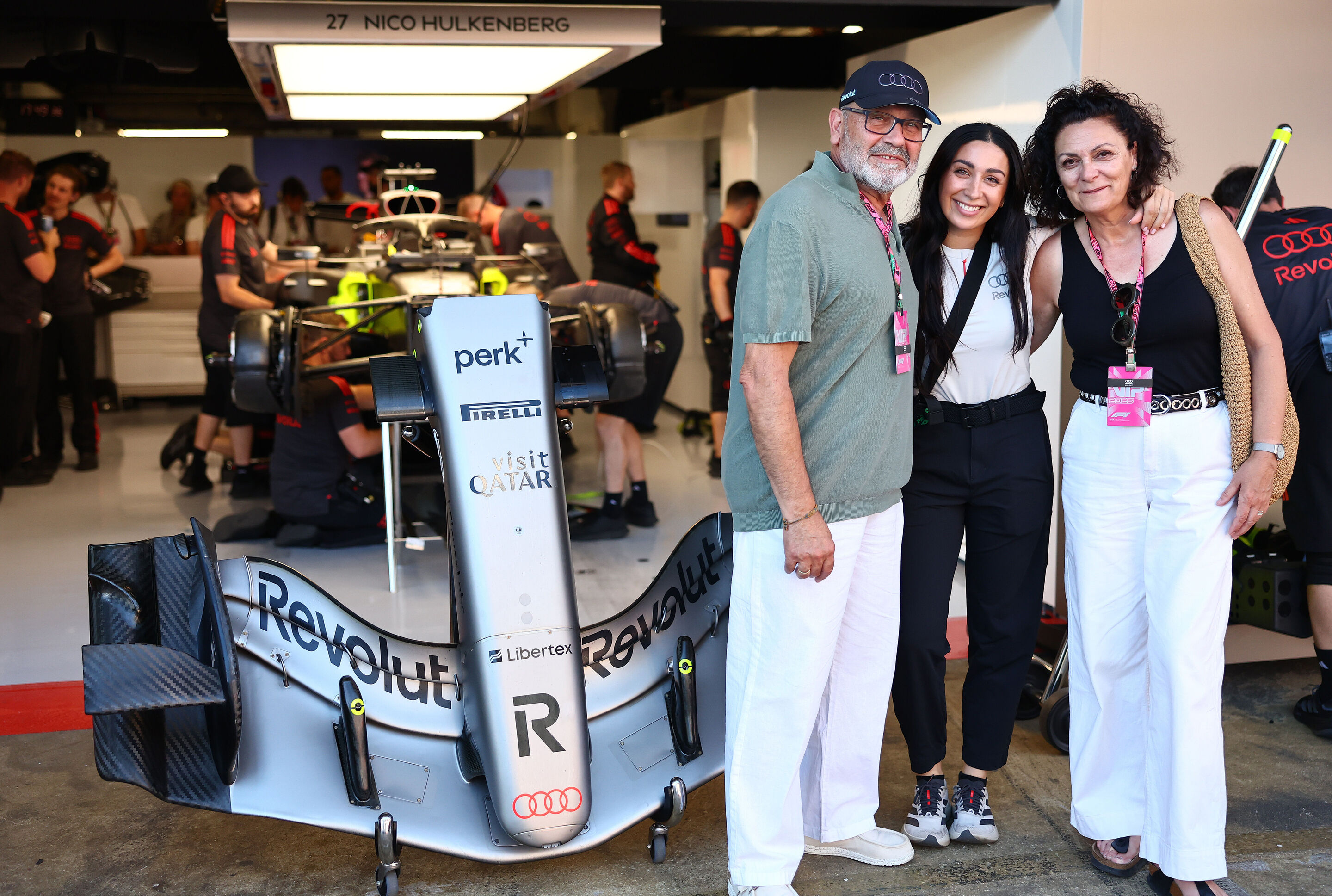 2026 Grand Prix de Barcelona - Guests - BARCELONA, SPAIN - JUNE 13: Audi F1 Team guests in the Pitlane during qualifying ahead of the F1 Grand Prix of Barcelona-Catalunya at Circuit de Barcelona-Catalunya on June 13, 2026 in Barcelona, Spain. (Photo by...
