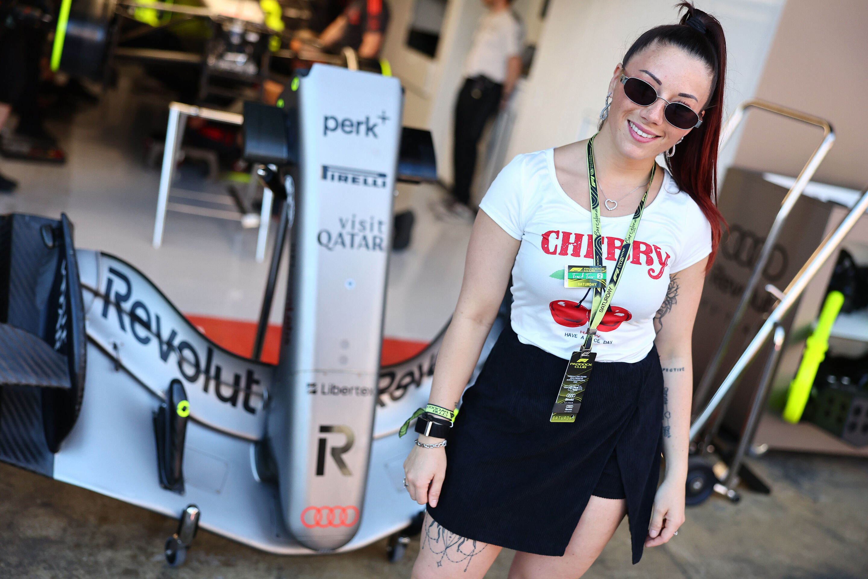 2026 Grand Prix de Barcelona - Guests - BARCELONA, SPAIN - JUNE 13: Carrie Schreiner, Team Ambassador for Audi F1 Team poses for a photo in the Pitlane during qualifying ahead of the F1 Grand Prix of Barcelona-Catalunya at Circuit de Barcelona-Catalunya...