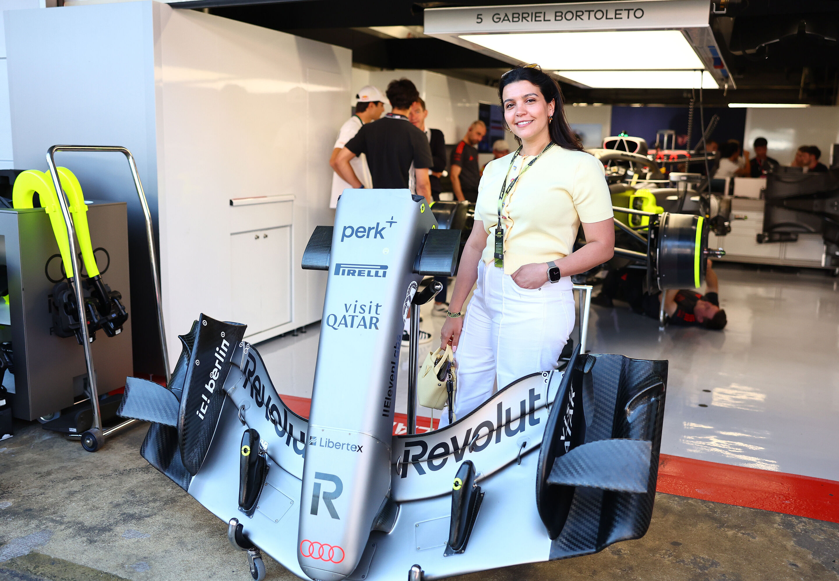 2026 Grand Prix de Barcelona - Guests - BARCELONA, SPAIN - JUNE 13: An Audi F1 Team guest in the Pitlane during qualifying ahead of the F1 Grand Prix of Barcelona-Catalunya at Circuit de Barcelona-Catalunya on June 13, 2026 in Barcelona, Spain. (Photo...