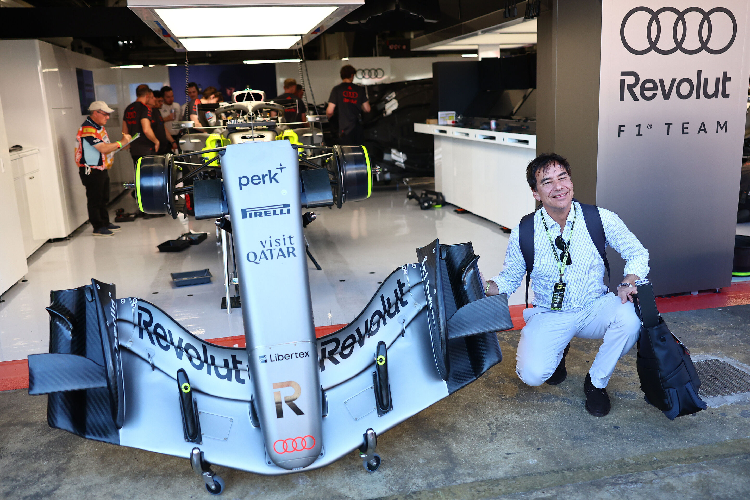 2026 Grand Prix de Barcelona - Guests - BARCELONA, SPAIN - JUNE 13: An Audi F1 Team guest in the Pitlane during qualifying ahead of the F1 Grand Prix of Barcelona-Catalunya at Circuit de Barcelona-Catalunya on June 13, 2026 in Barcelona, Spain. (Photo...