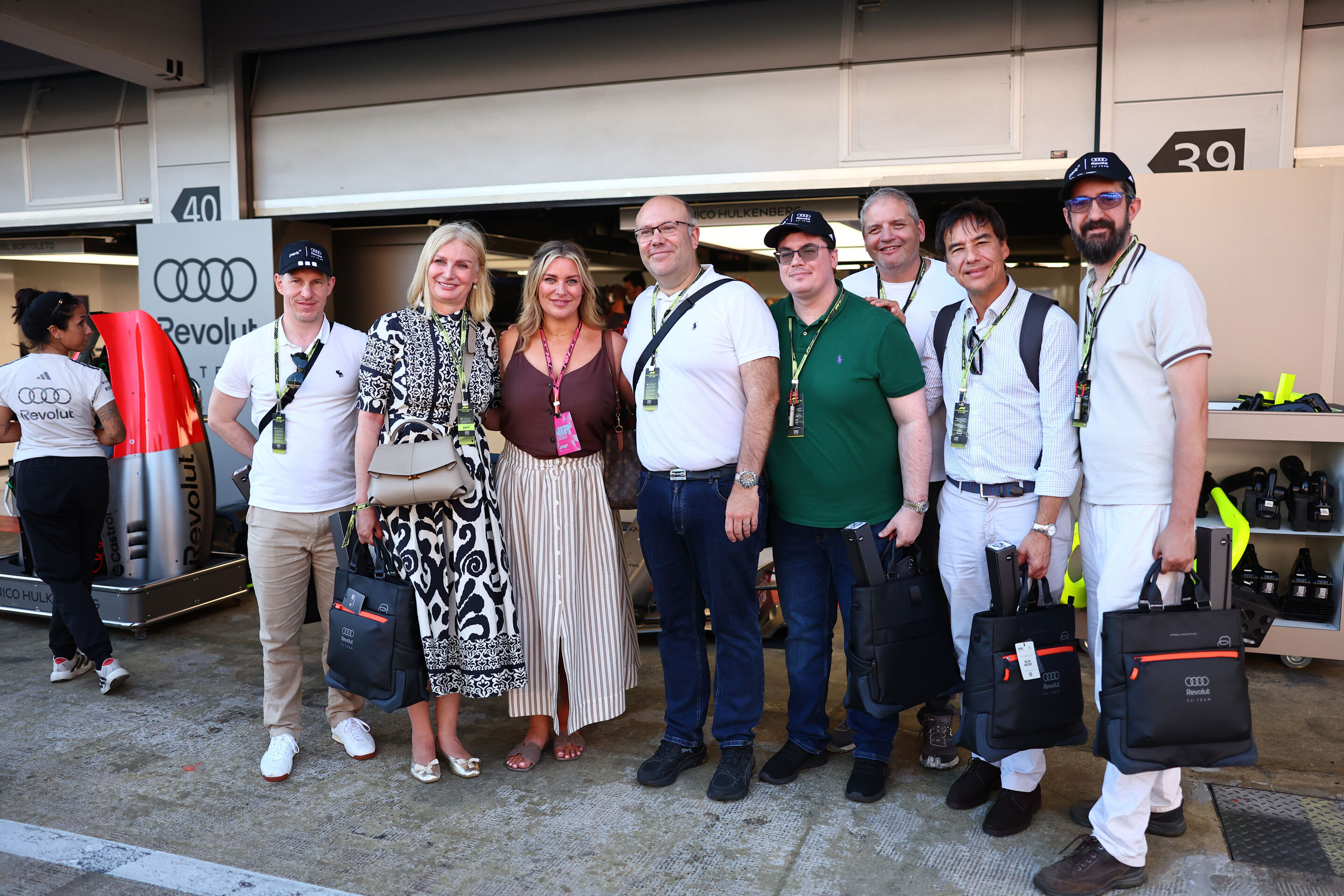 2026 Grand Prix de Barcelona - Guests - BARCELONA, SPAIN - JUNE 13: Audi F1 Team guests during qualifying ahead of the F1 Grand Prix of Barcelona-Catalunya at Circuit de Barcelona-Catalunya on June 13, 2026 in Barcelona, Spain. (Photo by Andy Hone/LAT...