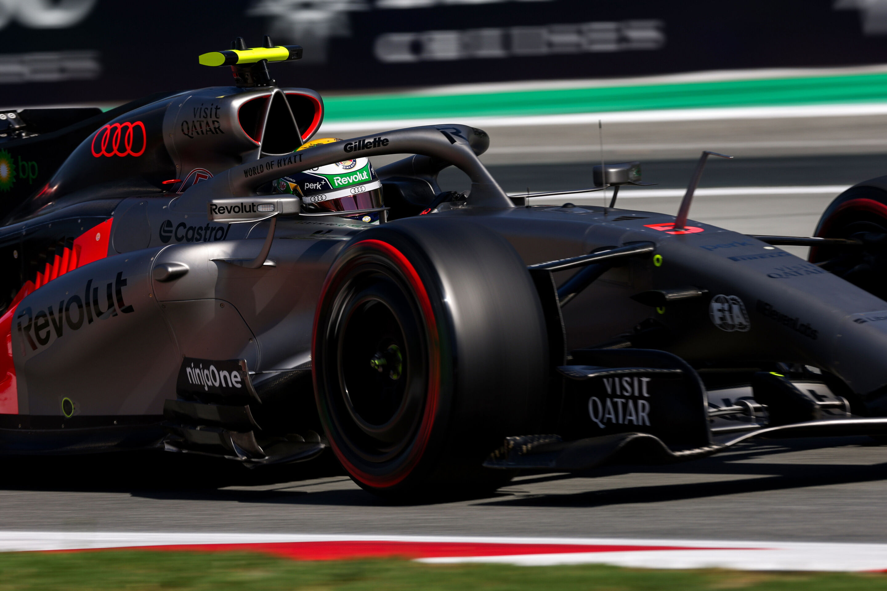 2026 Barcelona-Catalunya Grand Prix: Saturday - BARCELONA, SPAIN - JUNE 13: Gabriel Bortoleto of Brazil driving the (5) Audi F1 Team R26 on track during qualifying ahead of the F1 Grand Prix of Barcelona-Catalunya at Circuit de Barcelona-Catalunya on...