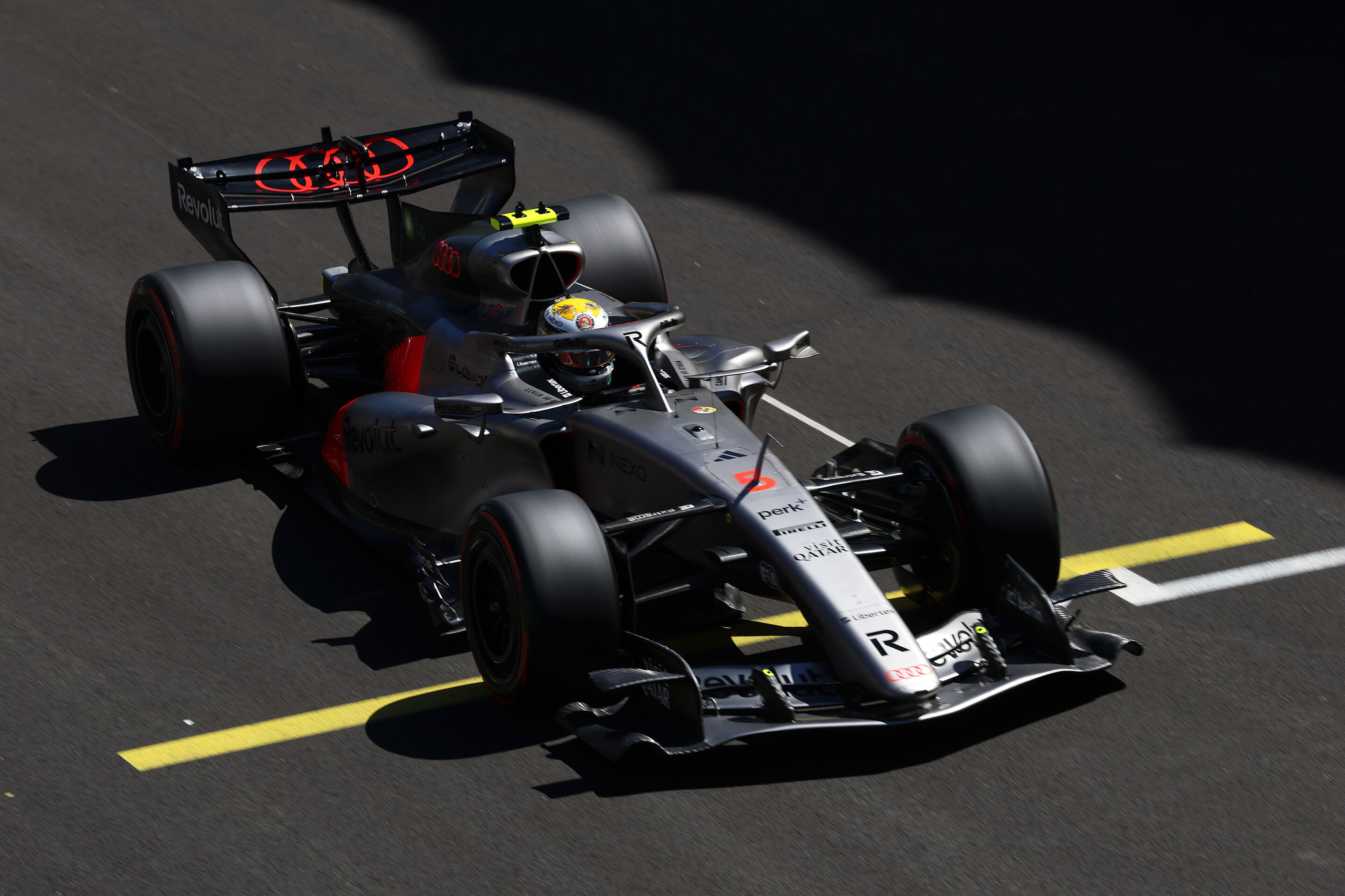 2026 Spanish Grand Prix - Saturday - MADRID, SPAIN - SEPTEMBER 12: Gabriel Bortoleto of Brazil driving the (5) Audi F1 Team R26 on track during final practice ahead of the F1 Grand Prix of Spain at Madring on September 12, 2026 in Madrid, Spain. (Photo...