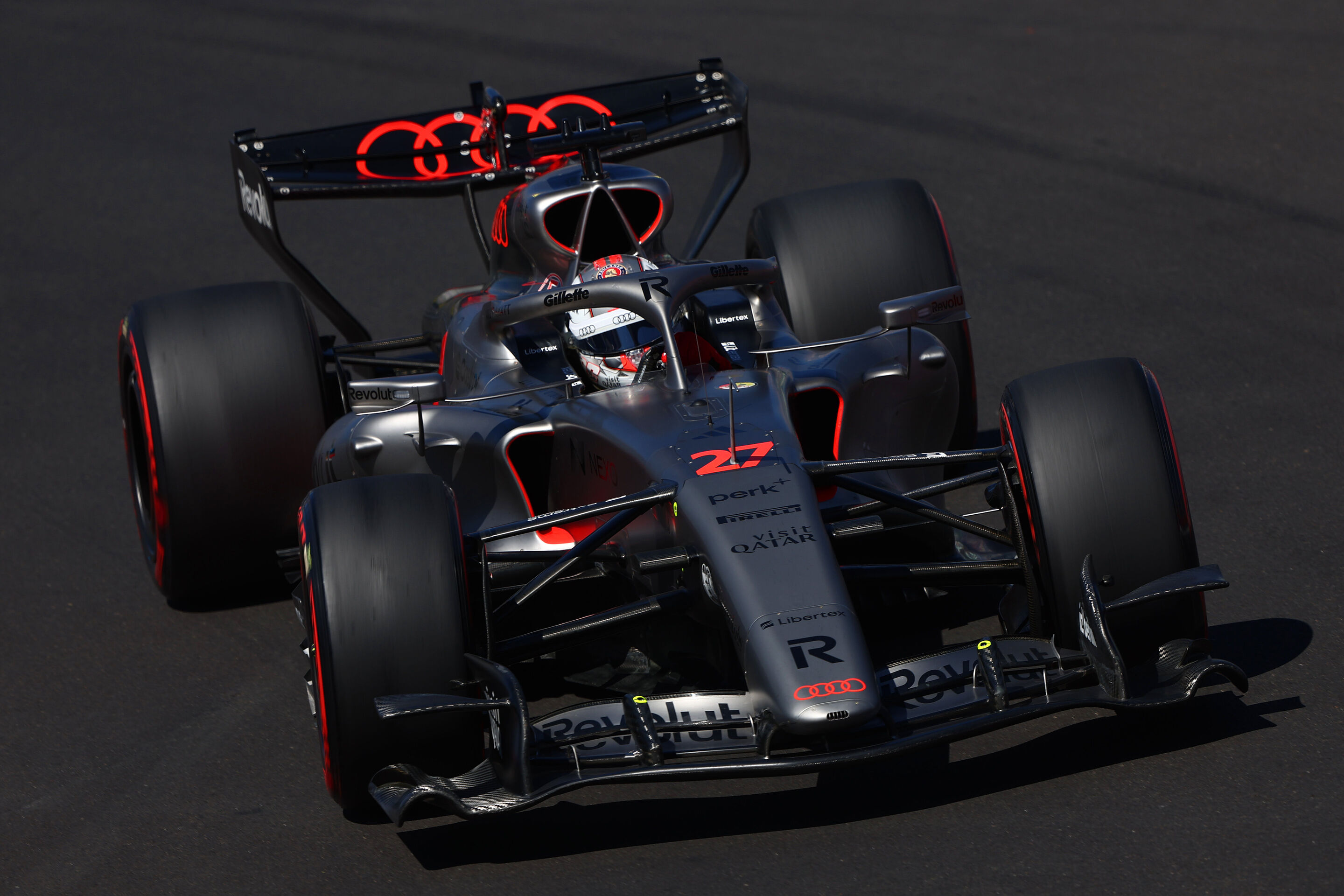 2026 Spanish Grand Prix - Saturday - MADRID, SPAIN - SEPTEMBER 12: Nico Hulkenberg of Germany driving the (27) Audi F1 Team R26 on track during final practice ahead of the F1 Grand Prix of Spain at Madring on September 12, 2026 in Madrid, Spain. (Photo...