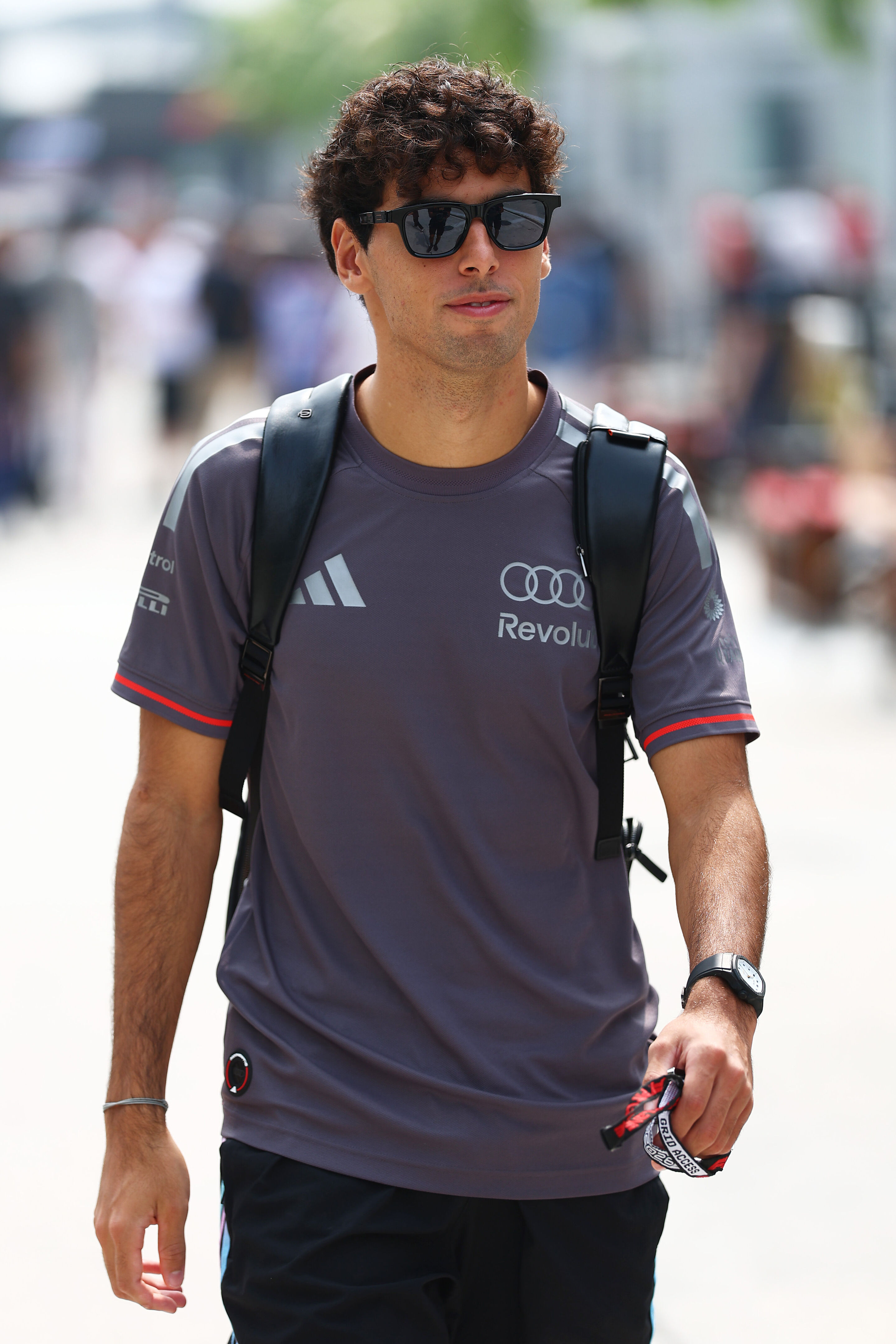 F1 Grand Prix of Bahrain in Malaysia - KUALA LUMPUR, MALAYSIA - OCTOBER 04: Gabriel Bortoleto of Brazil and Audi F1 Team arrives in the Paddock prior to the F1 Grand Prix of Bahrain in Malaysia at Sepang Circuit on October 04, 2026 in Kuala Lumpur, Malaysia....