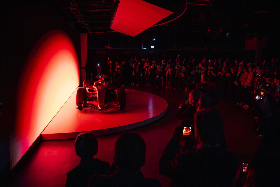 Audi unveils design for Formula 1 - The Audi R26 Concept previews the brand’s identity in the pinnacle of motorsport. Impressions from the reveal event “Audi One” in Munich, November 12, 2025.