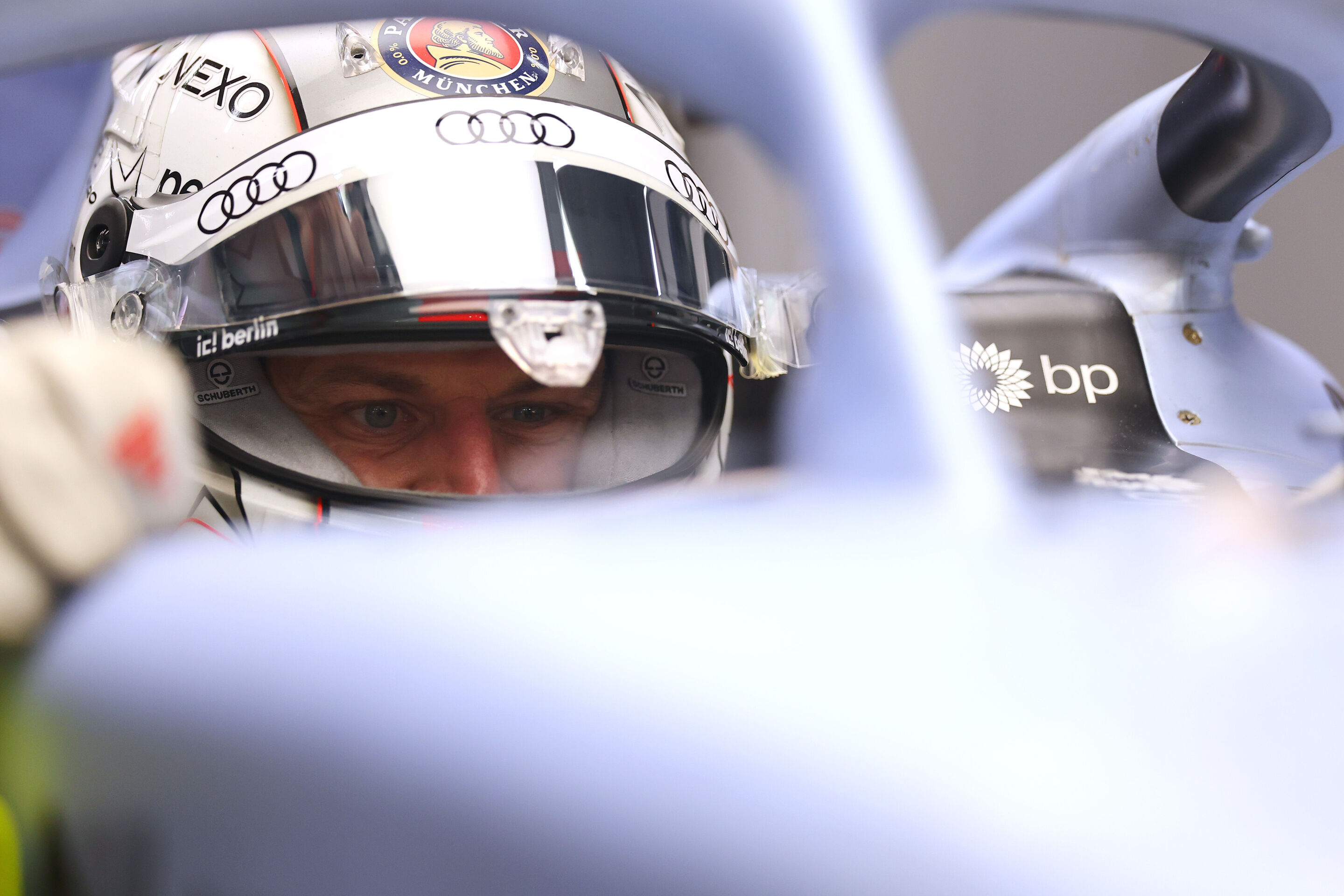 F1 Grand Prix Of Singapore - Sprint & Qualifying - SINGAPORE, SINGAPORE - OCTOBER 10: Nico Hulkenberg of Germany and Audi F1 Team prepares to drive during qualifying ahead of the F1 Grand Prix of Singapore at Marina Bay Street Circuit on October 10, 2026...