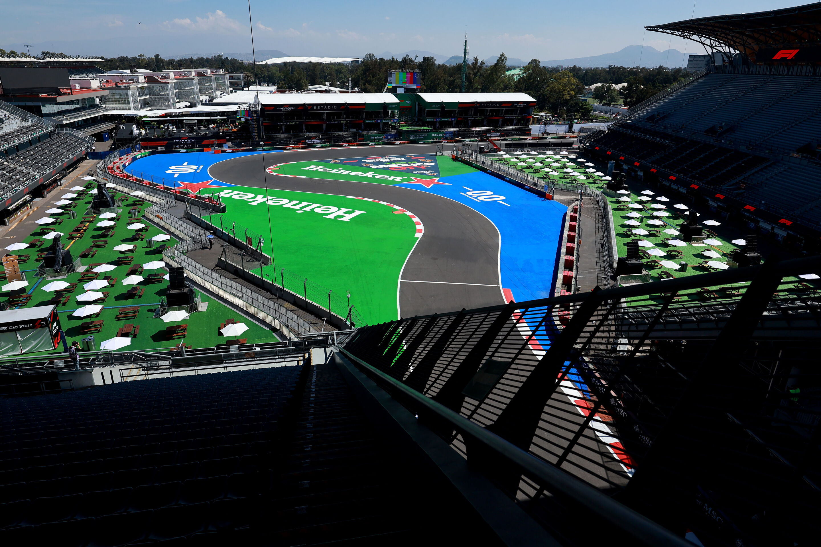2242845510 - MEXICO CITY, MEXICO - OCTOBER 23: A general view inside the stadium during previews ahead of the F1 Grand Prix of Mexico at Autodromo Hermanos Rodriguez on October 23, 2025 in Mexico City, Mexico. (Photo by Hector Vivas/Getty Images)