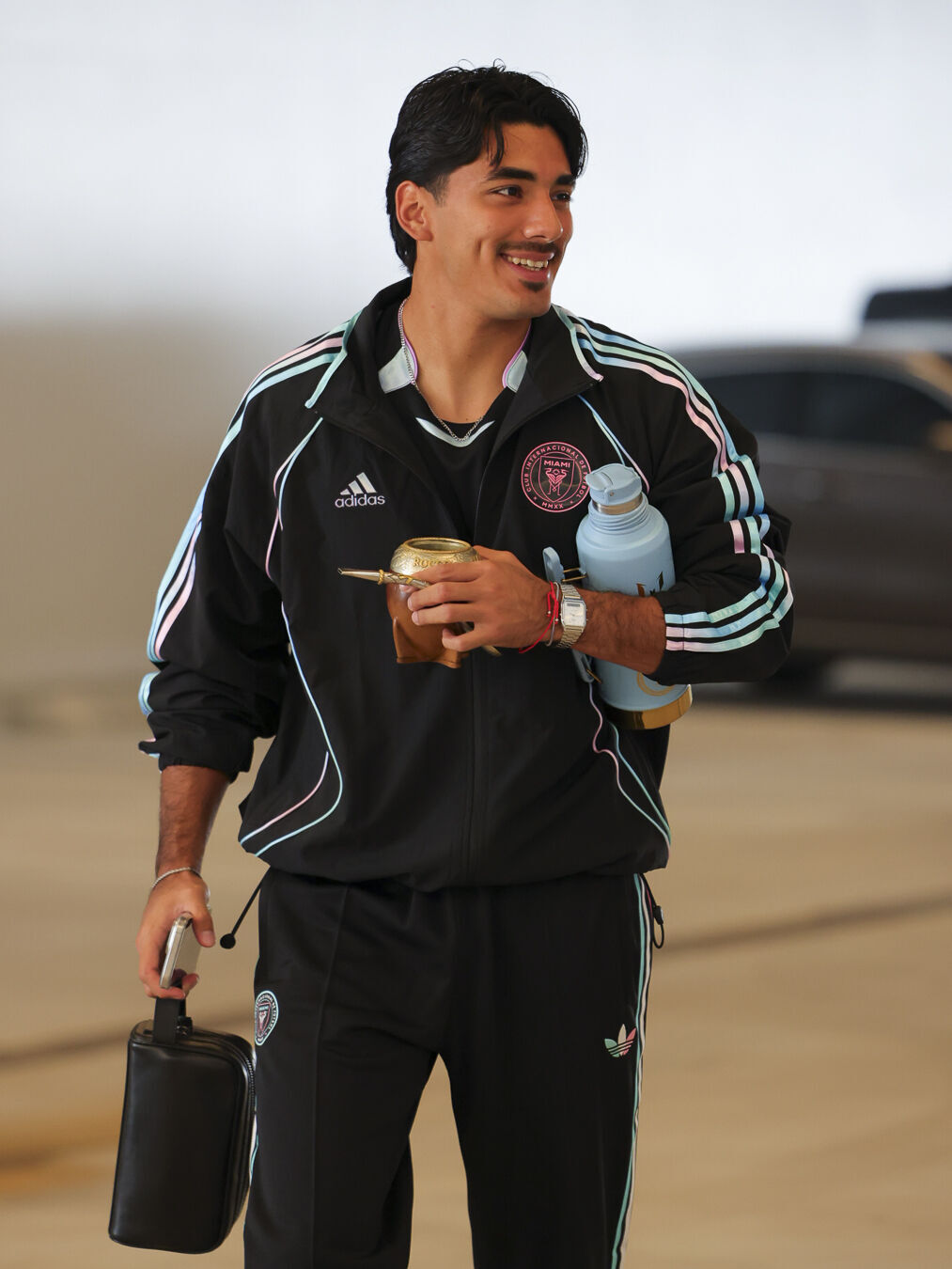 Inter Miami CF players arrive for gameday in limited-edition kit - Inter Miami CF players arrive for gameday in limited-edition kit, celebrating the Audi Revolut F1 Team x adidas Miami Collection