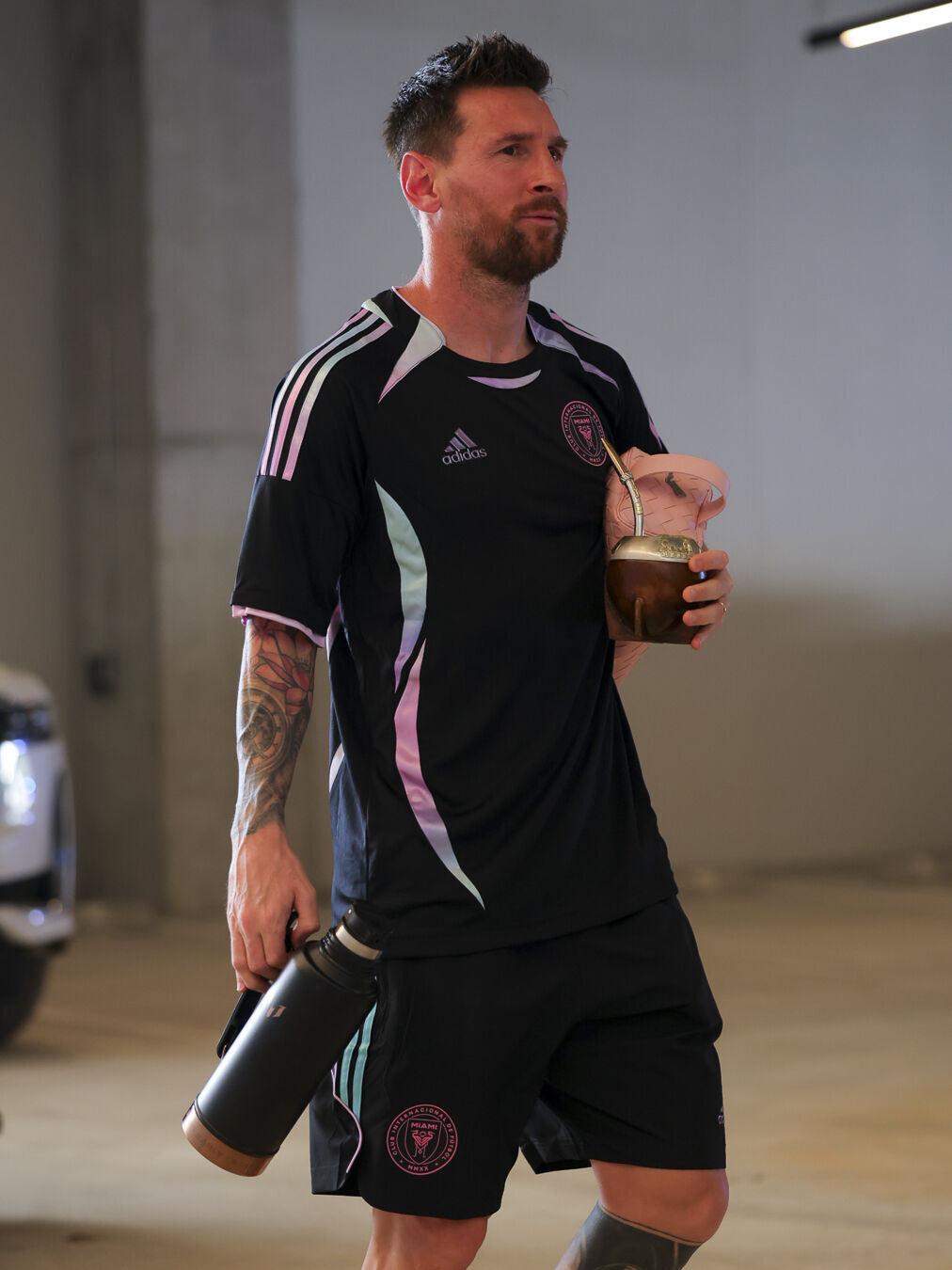 Inter Miami CF players arrive for gameday in limited-edition kit - Inter Miami CF players arrive for gameday in limited-edition kit, celebrating the Audi Revolut F1 Team x adidas Miami Collection
