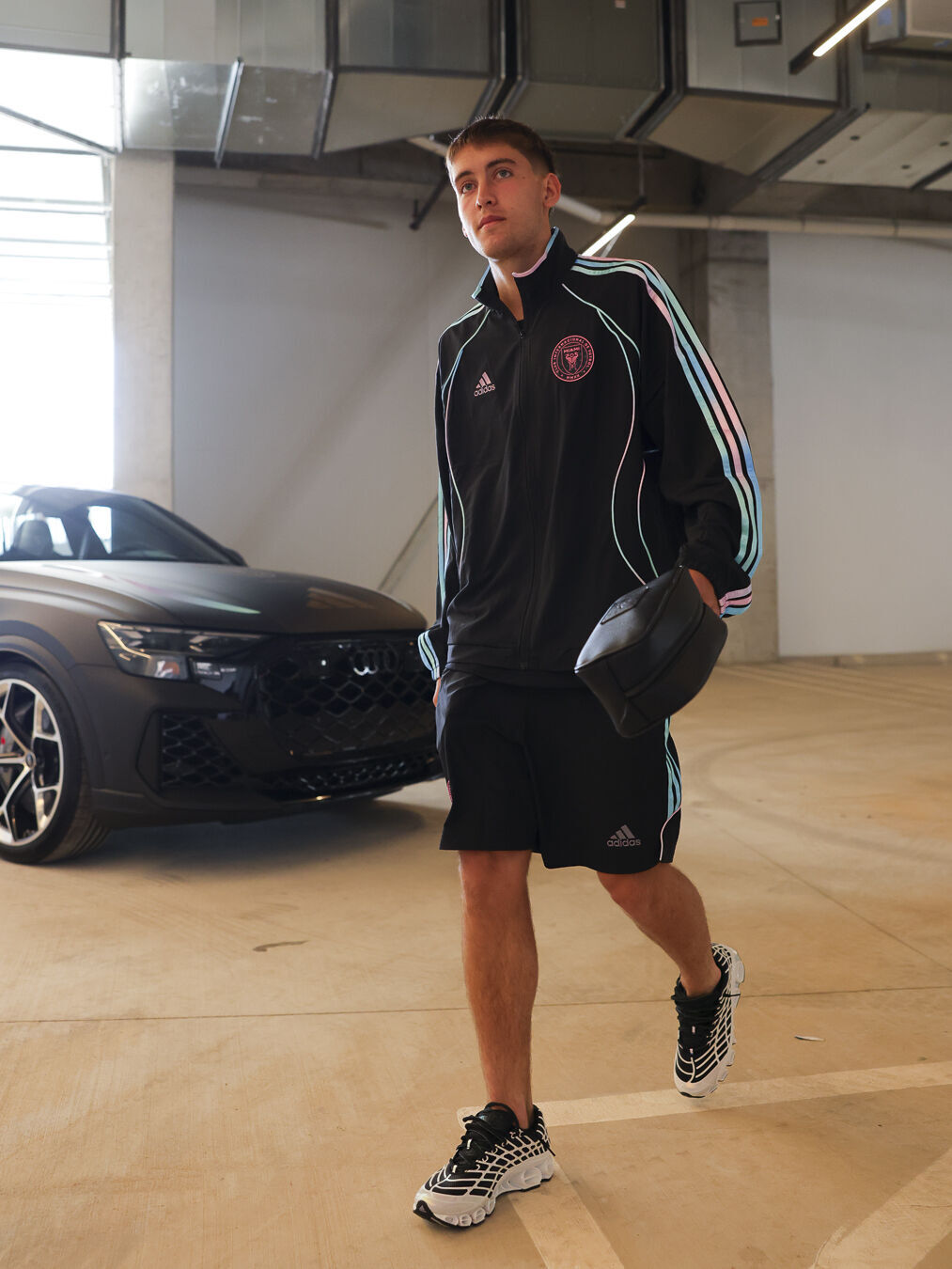Inter Miami CF players arrive for gameday in limited-edition kit - Inter Miami CF players arrive for gameday in limited-edition kit, celebrating the Audi Revolut F1 Team x adidas Miami Collection