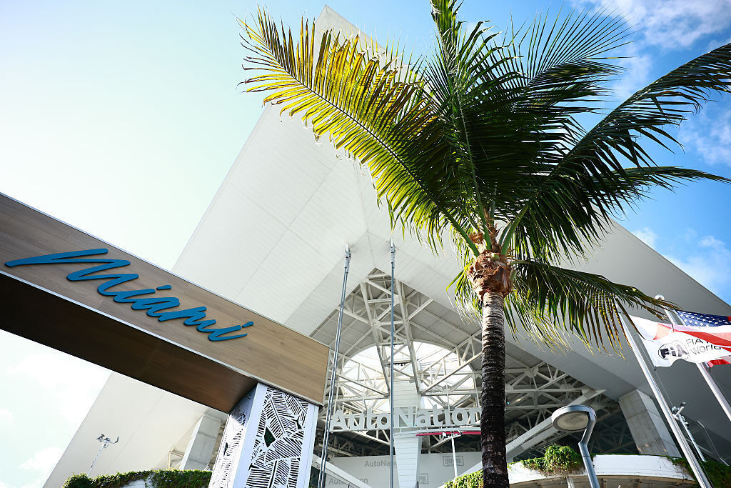 2212920353 - MIAMI, FLORIDA - MAY 01: A general view of the Hard Rock Stadium during previews ahead of the F1 Grand Prix of Miami at Miami International Autodrome on May 01, 2025 in Miami, Florida. (Photo by Hector Vivas/Getty Images)