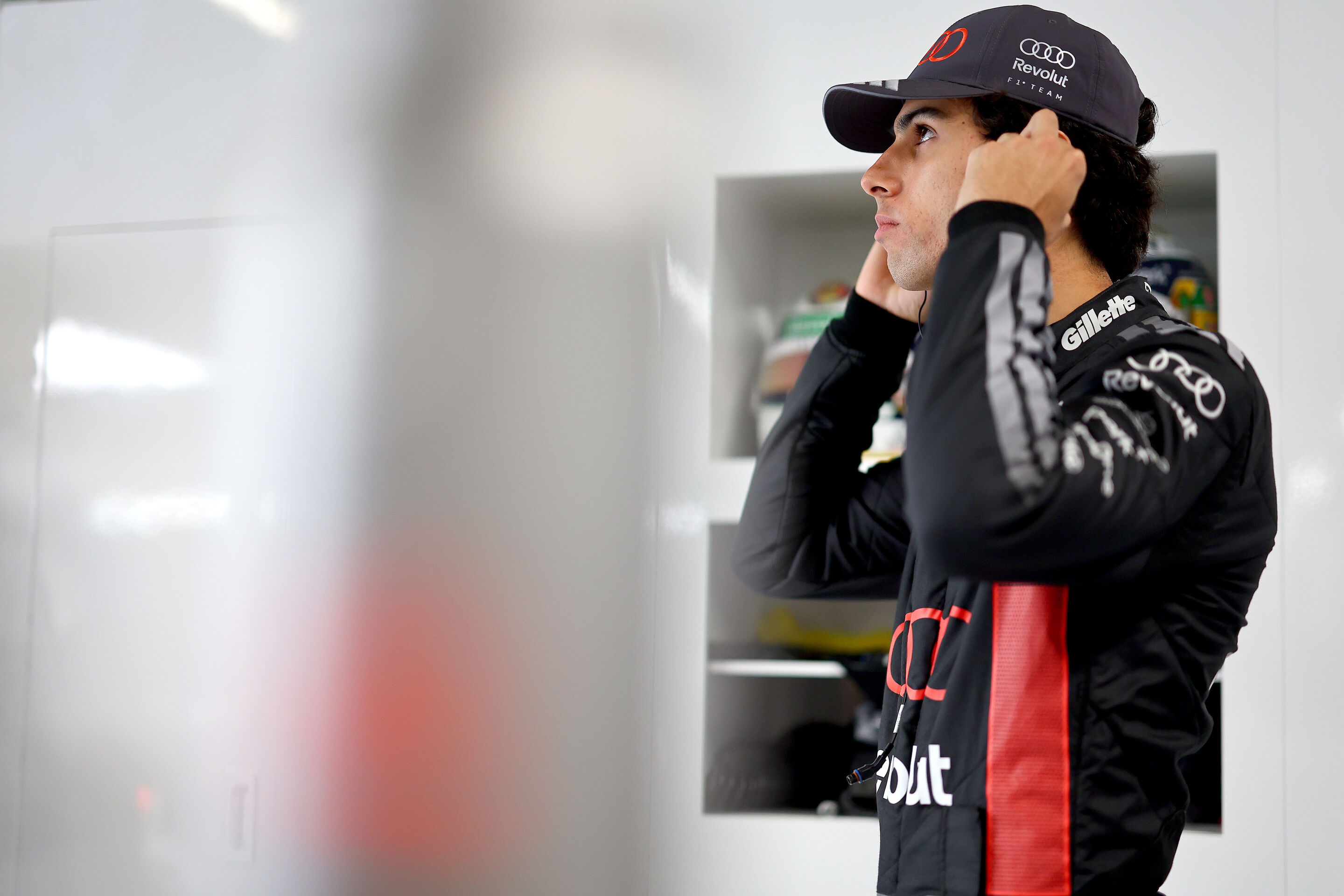 F1 Grand Prix of Canada - Sprint & Qualifying - MONTREAL, QUEBEC - MAY 23: Gabriel Bortoleto of Brazil and Audi F1 Team prepares to drive in the garage during qualifying ahead of the F1 Grand Prix of Canada at Circuit Gilles-Villeneuve on May 23, 2026...