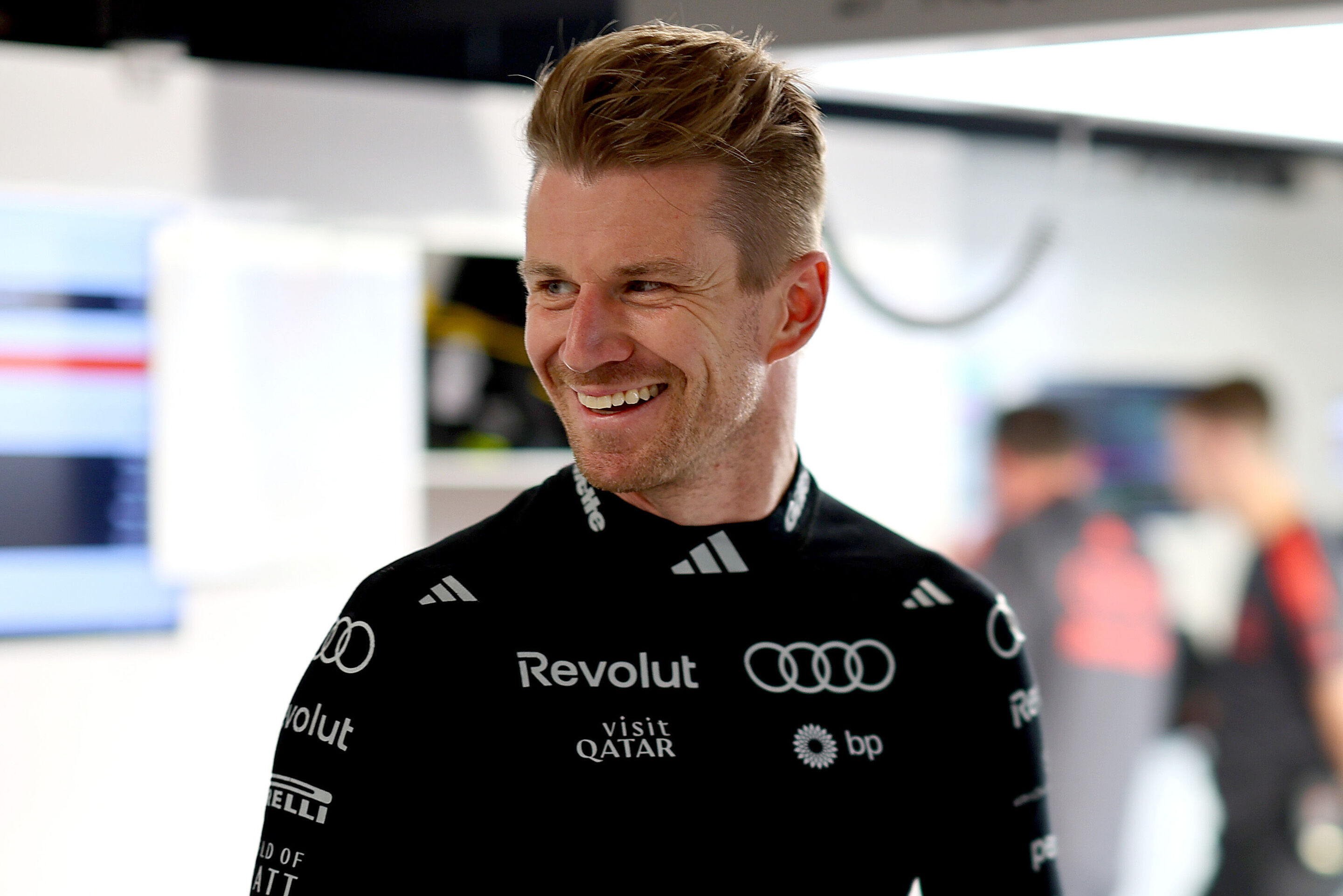 F1 Grand Prix of Canada - Sprint & Qualifying - MONTREAL, QUEBEC - MAY 23: Nico Hulkenberg of Germany and Audi F1 Team looks on in the garage during qualifying ahead of the F1 Grand Prix of Canada at Circuit Gilles-Villeneuve on May 23, 2026 in Montreal,...